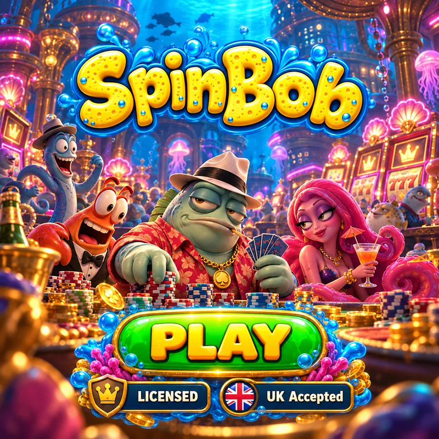 SpinBob casino key art with the reef poker room