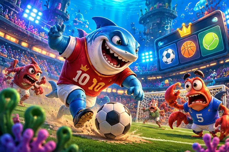 Shark footballer and the SpinBob sportsbook scoreboard